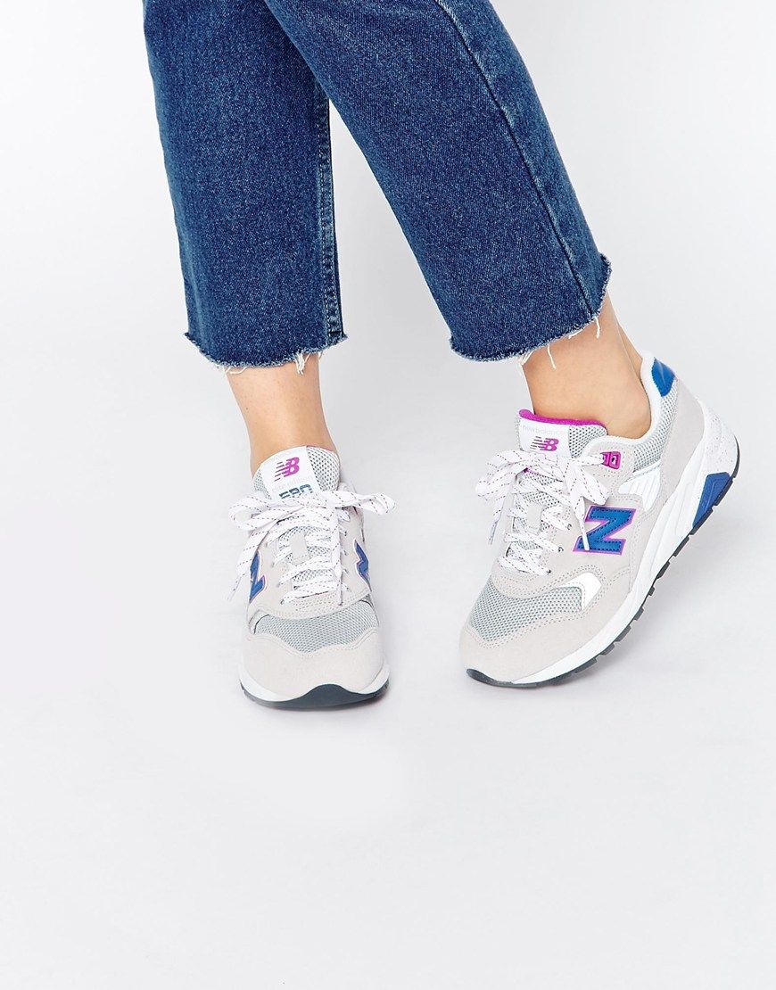 new balance - 580 - baskets en daim et tulle - kaki new balance - 580 - baskets en daim et tulle - kaki