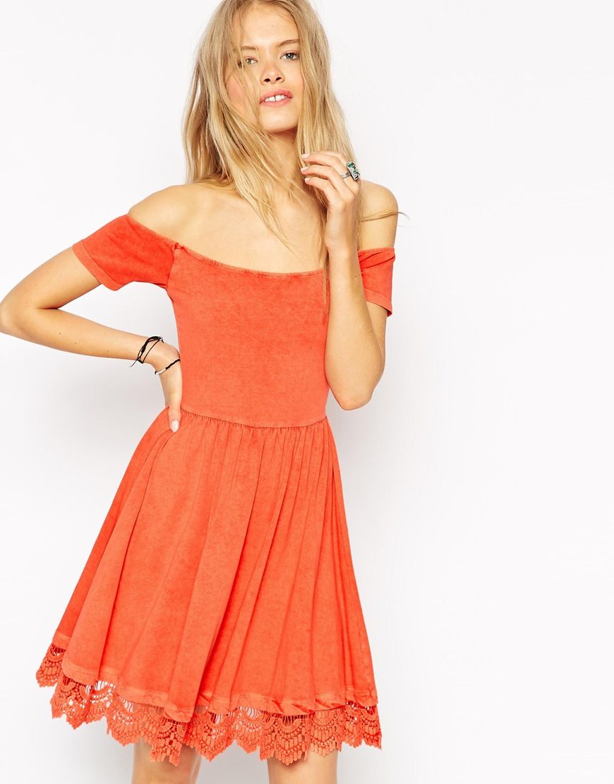 ASOS - Robe patineuse avec ?�paules d?�nud?�es et - Asos - Pickture