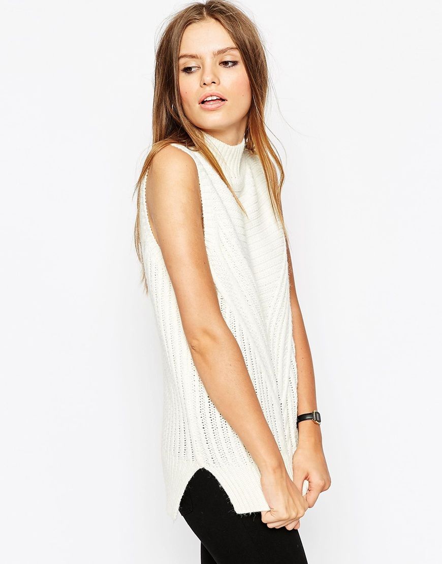 Asos Sleeveless Jumper In Chunky Knit With High Asos Pickture 6065