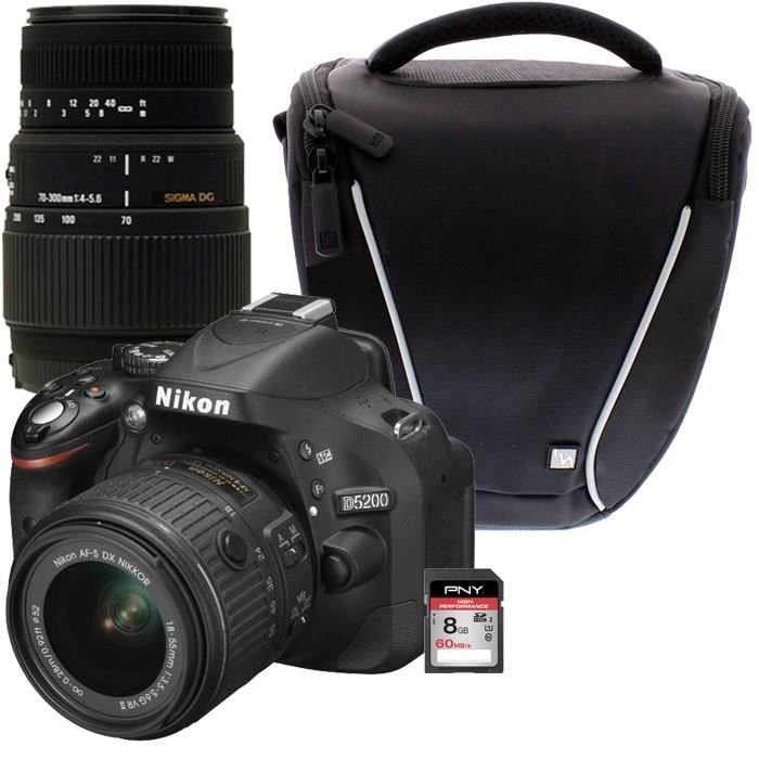 NIKON D5200 KIT+ 18-55VR II noir + SIGMA 70-300mm - Nikon - Pickture