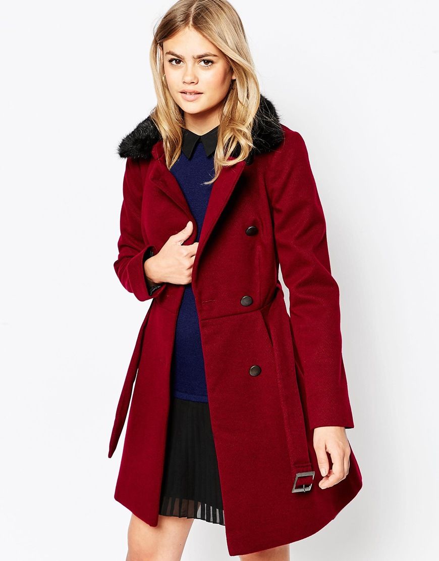 ASOS Manteau coupe patineuse avec col en fausse Asos Pickture