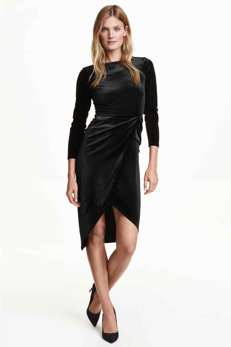 Robe en velours à effet drapé H&M Pickture