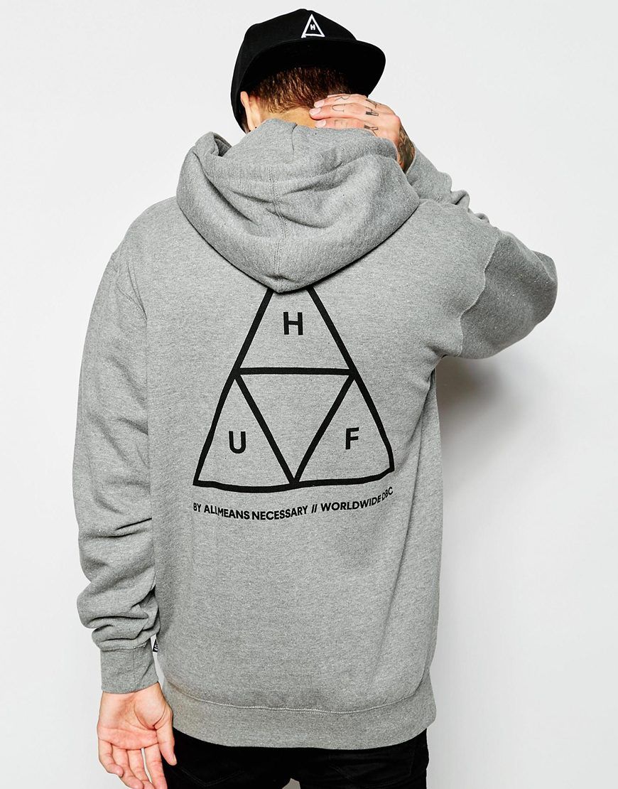 HUF - Sweat Capuche Skyline Gris Chiné