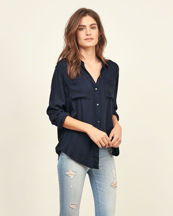 Womens Drapey Shirt | Womens Tops | - Abercrombie & Fitch - Pickture